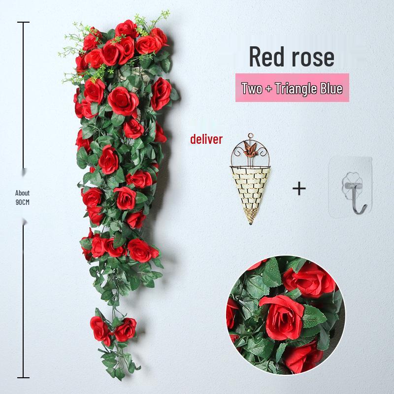 Decorazione con Rampicante di Rose da Appendere a Parete per Interni - Cesto di Fiori Artificiali per Soggiorno