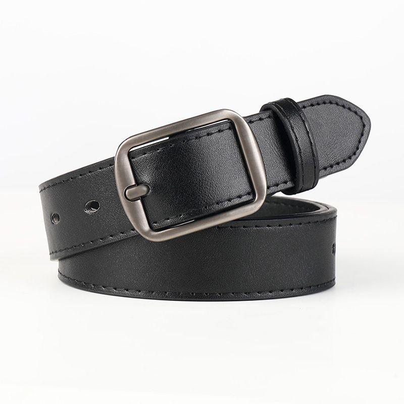 Casual Denim Youthful Belt Crafted From Durable Cowhide In Elegant Black For Looks Fashionable