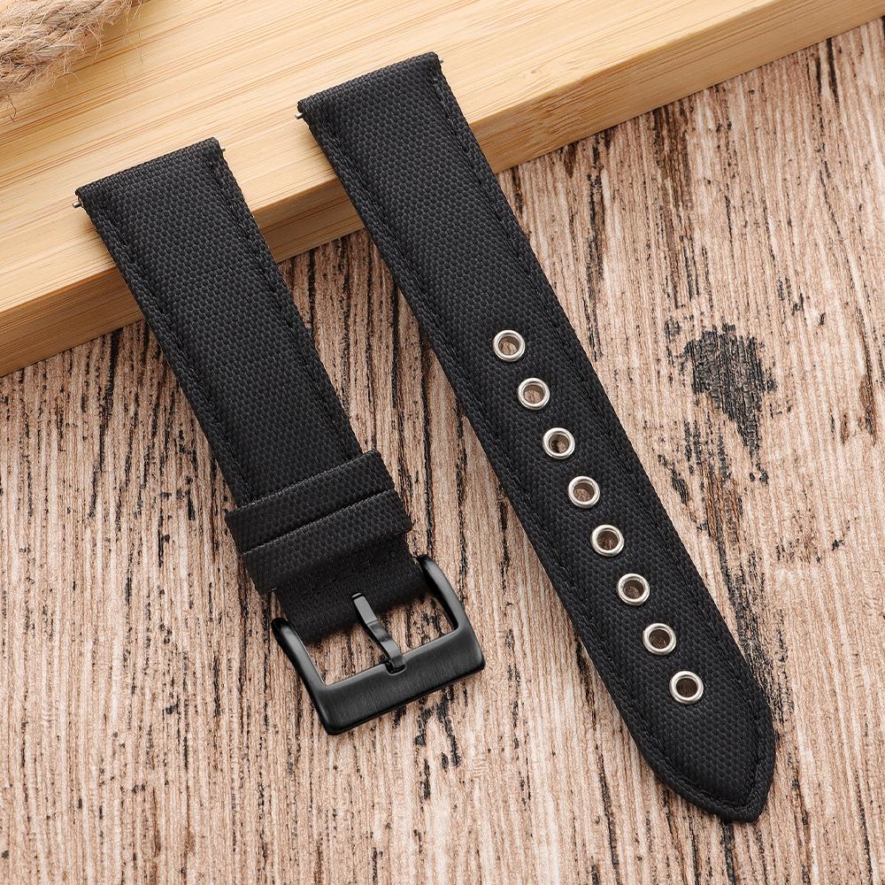 Quick Release Nylon Vintage Sailcloth Watch Strap 22mm Butterfly Buckle Business Men Women Black for Omega for Seiko Watchband