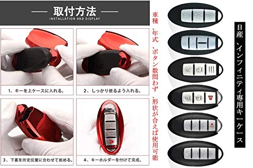 Yoshinari NISSAN Infiniti Smart Key Case Key Holder for Nissan Days Serena X-Trail Elgrand Skyline Note Cube Juke Etc. Luxury Key Case Stylish St