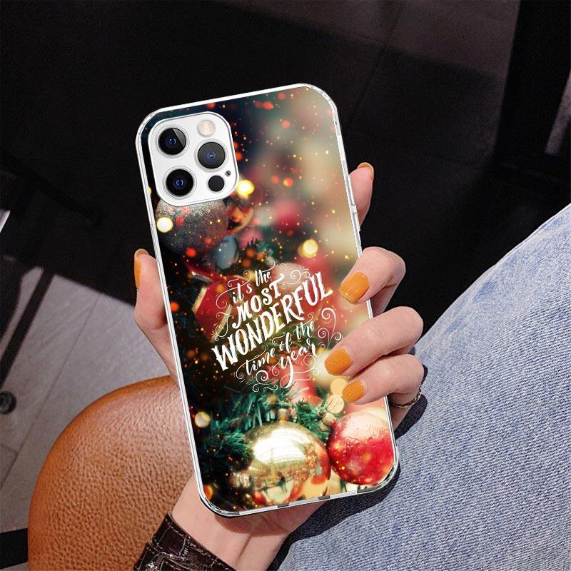 Merry Christmas Tree Snow Phone Case For iPhone 17 Air 16 Pro Max 16E 15 + 14 Plus 11 12 13 Mini 7 8 SE Gift Print Cover Fundas