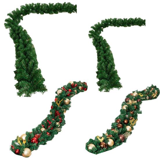 Christmas Norfolk Pine Garland Faux Pine Greenery Garland with Pine Cone Glitter Balls Red Berries for Mantel Staircase Holiday Decor