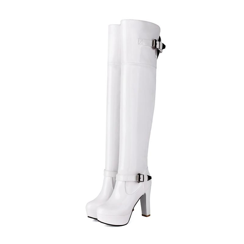 Women's high-heeled boots autumn and winter new European and American style waterproof table thick-heeled large-size knee boots