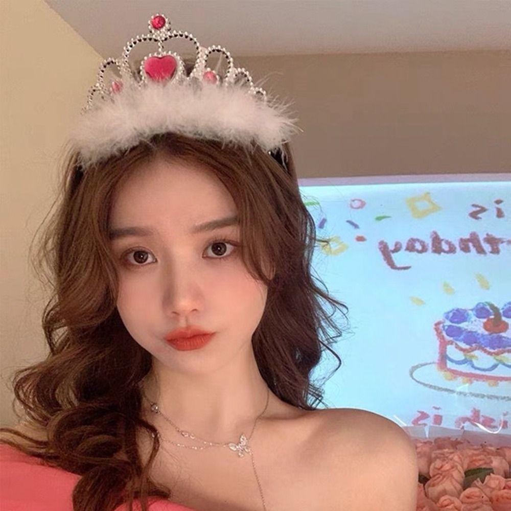 

Birthday Gift Crystal Birthday Crown Happy Birthday Headband Female Jewelry Princess Hair Hoop B