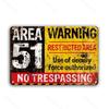 1pc 8x12 Inch Warning Sign: Zone 51 Vintage Metal Tin Signage, Warning of Danger and No Trespassing, for Wall Decoration Impact