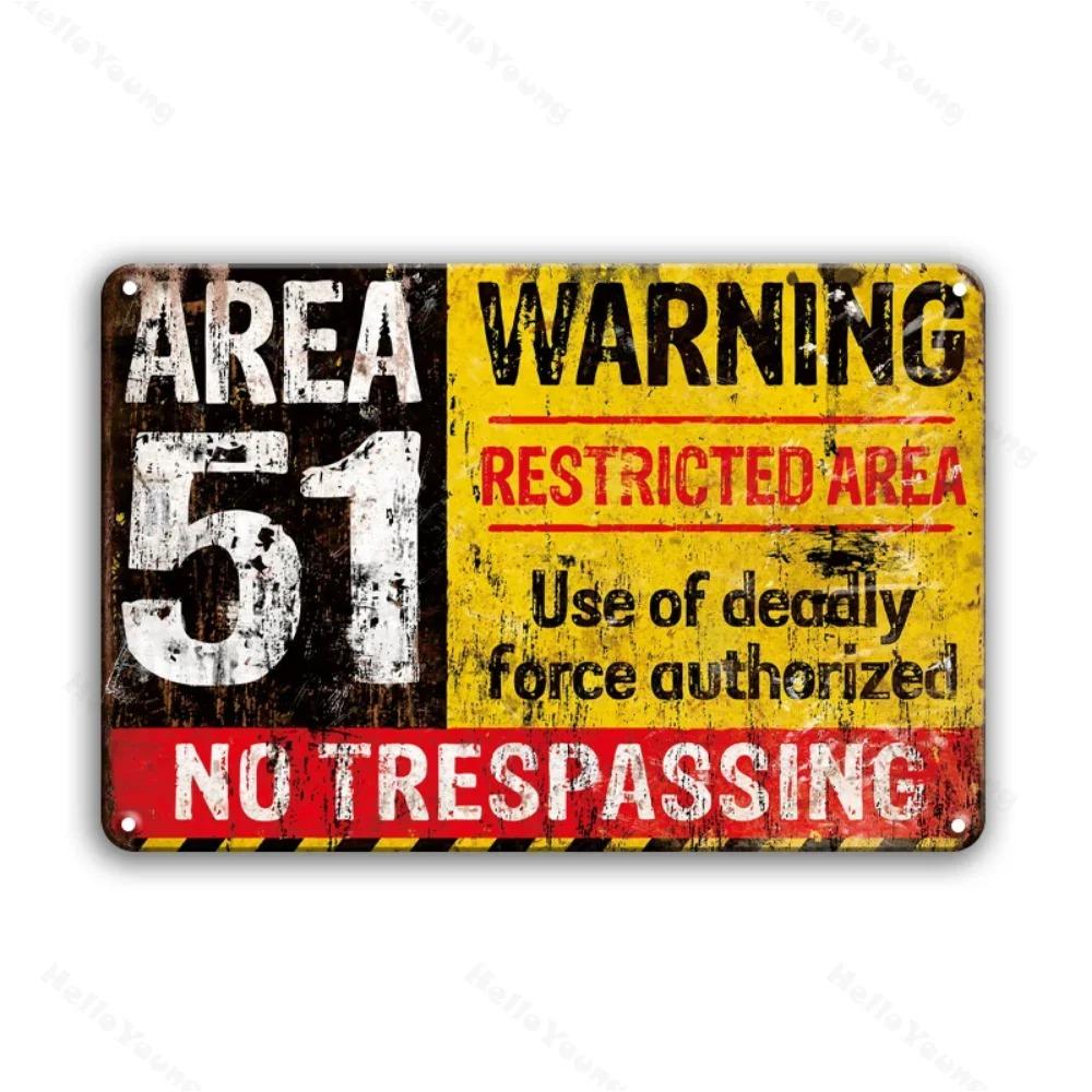 1pc 8x12 Inch Warning Sign: Zone 51 Vintage Metal Tin Signage, Warning of Danger and No Trespassing, for Wall Decoration Impact