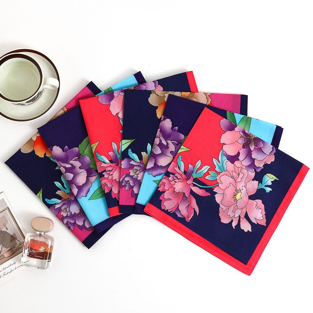 3Pcs Women'S Pure Cotton Flower Handkerchief Thin Soft And Comfortable Absorbent Sweat Towel With Hand Gift 43Cm