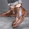 Autumn Early Winter Genuine Leather Shoes Mens Fashion Single Boots Brand Male Ankle Boots Black Brown Non-slip Thick Sole