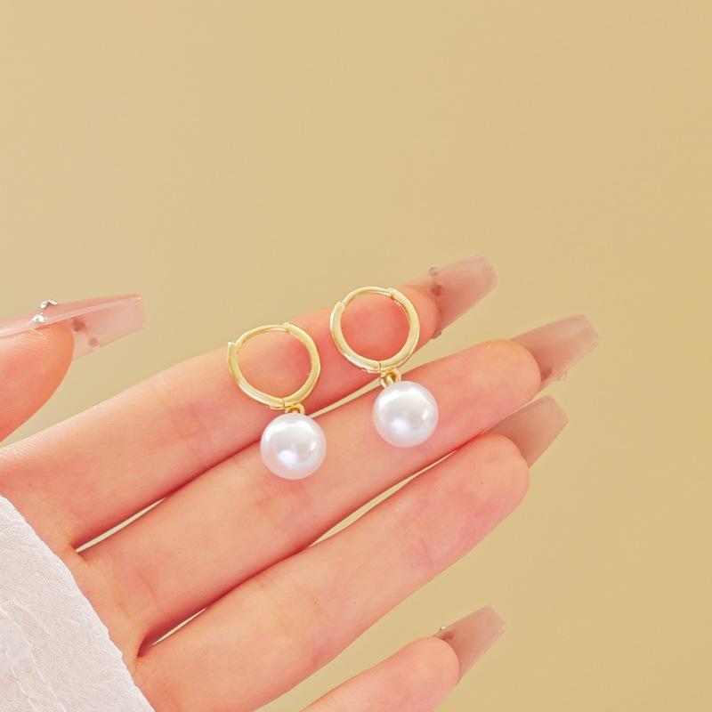 Korejské zlaté perlové náušnice s náušnicí na ucho ve tvaru slzy - Špičkový design pro ženy