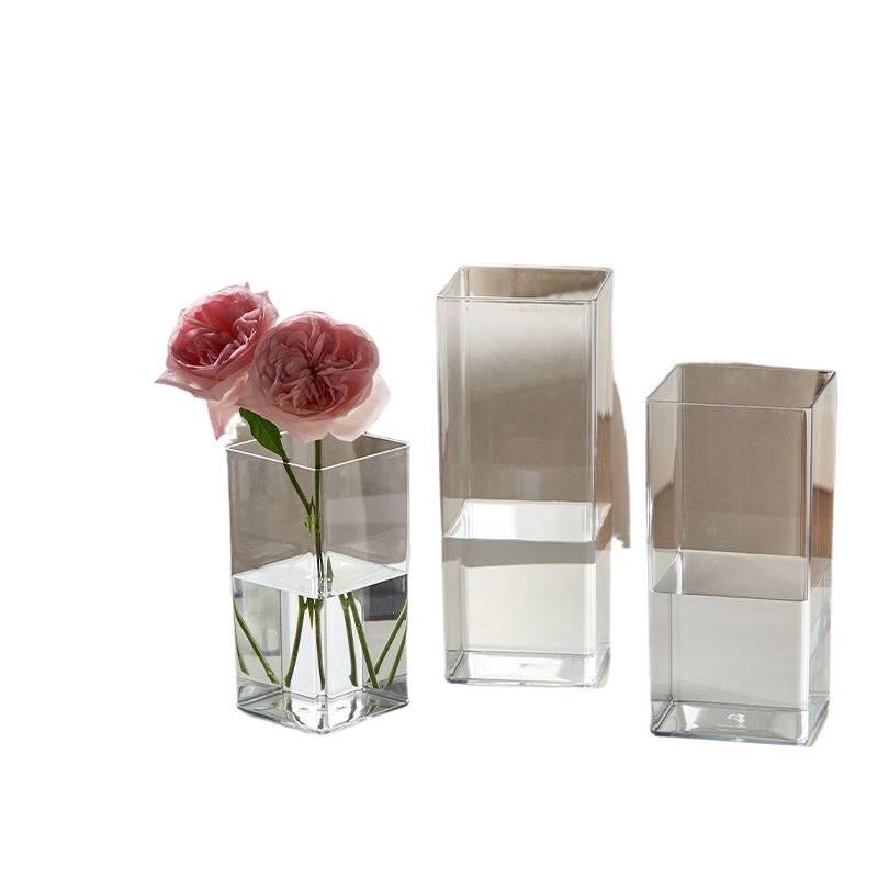 Transparent Acrylic Square Vase, Drop-Proof, for Flower Arrangements, Lucky Bamboo, and Elegant Decor in the Living Room