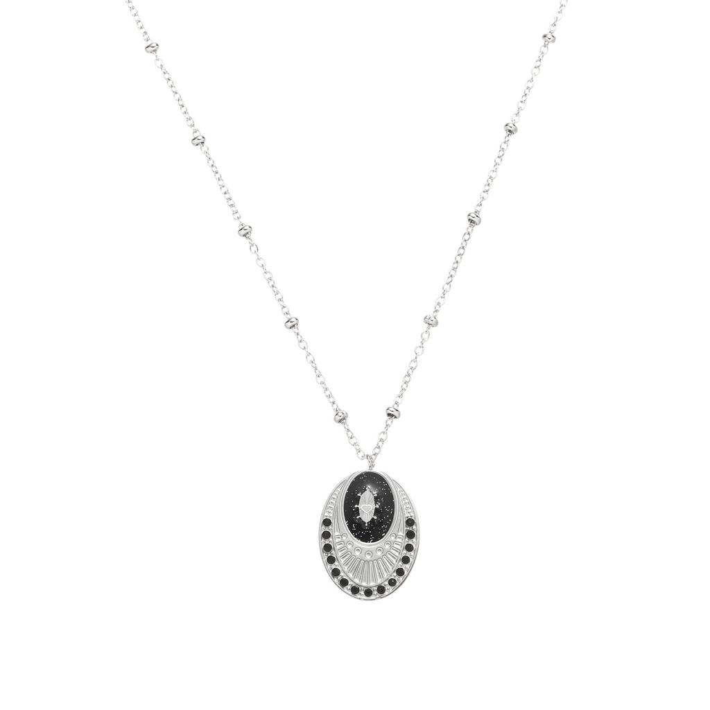 European Retro Zircon Stainless Steel Necklace: High-End Cross-Border Clavicle Chain