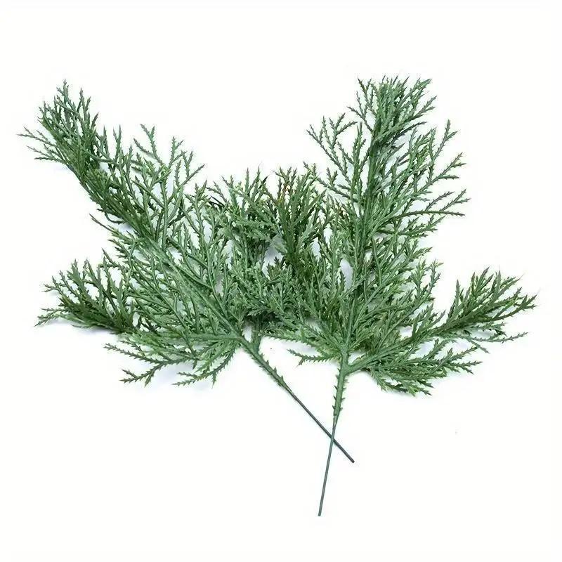 10 Piezas 25cm Ramas de Pino Simuladas Decoraciones para Árbol de Navidad con Guirnaldas de Ramas de Árbol de Plástico Decoraciones de Ramas de Pino Verde