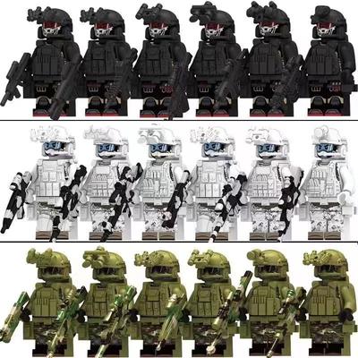 Mūsdienīgs militārais SWAT spoku desantnieks Speciālo spēku armijas karavīru figūriņas policijas ierocis celtniecības bloks rotaļlietu ķieģelis Ziemassvētku pateicības dāvana bērniem