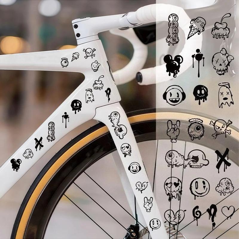 Adesivi per Bicicletta Graffiti Cartoni Animati Per Telaio Bicicletta Tubo Superiore Fai da Te Riflettenti Impermeabili Adesivi per Ciclismo Adesivo per Telaio Bici da Strada