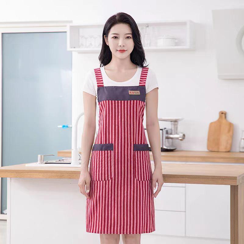 Korean Version Cotton and Linen Apron for Women Cute Kitchen Home Cooking Breathable Apron Fashionable Work Clothes Chef Apron