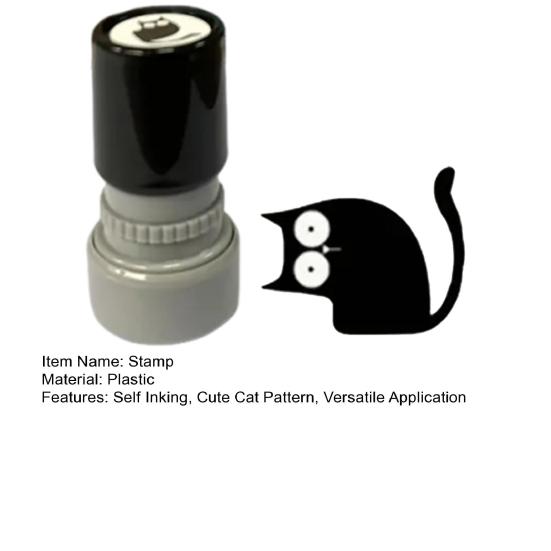 Cute Black Cat Stamp Self Inking Cat Pattern Stamp Mini Kitten Stamp for Journals Cards Planners Scrapbooks Decoration