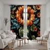 2pcs HD Black Gorgeous Sunflower Curtain Black Digital Printed Curtain Home Decoration Style Decorate Living Room Bedroom Wea