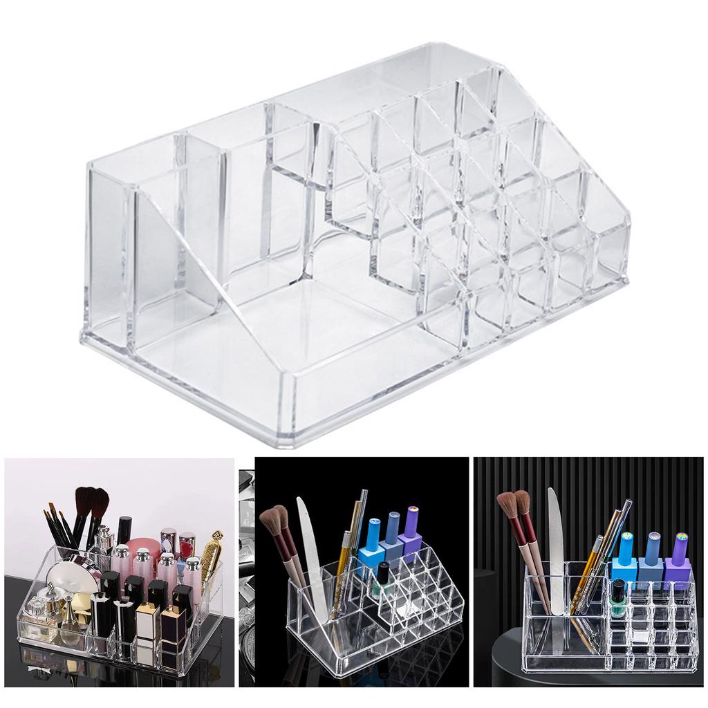 Clear Nail Polish Organizer Acrylic Display Stand Plastic Cosmetic Holder For Makeup Brush Storage Solution