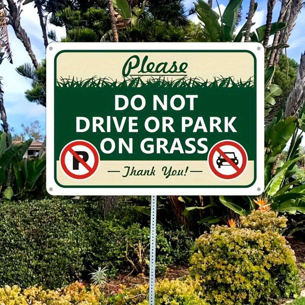 Tin Sign Vintage Durable Metal Plaque Wall Decor Home Office Bar Man Cave Do Not Drive Or Park On Grass Warning Wall Art