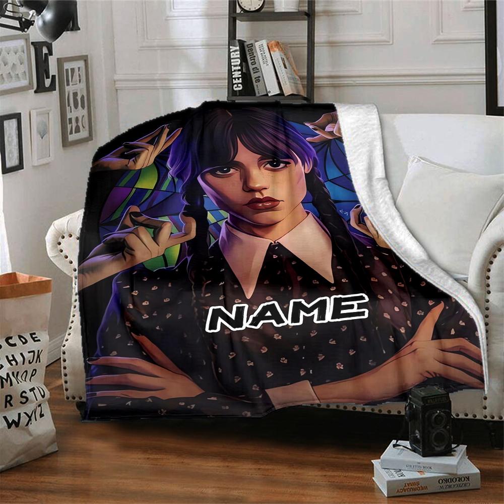 Custom 1pc Wednesday's Dark Adventure Blanket, Soft And Comfortable Blanket, Casual Warm, Camping Travel Blanket, Birthday Gift Q912196