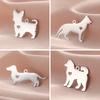 Teamer Cute Samoye Dog Charms for Jewelry Making DIY Sausage Dog Pet Animal Pendant Lovely Hollow Heart Stainless Steel Charms