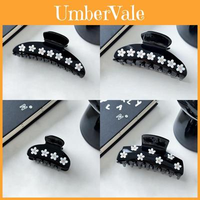 Elegant French Style Floral Hair Claw Large Size Acetate Rhinestone Clip For Women