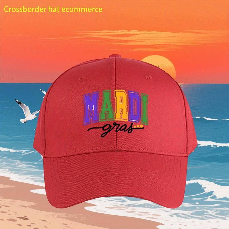 Mardi Gras Print Baseball Cap Polyester Adjustable Casual Outdoor Festival Hat One Size