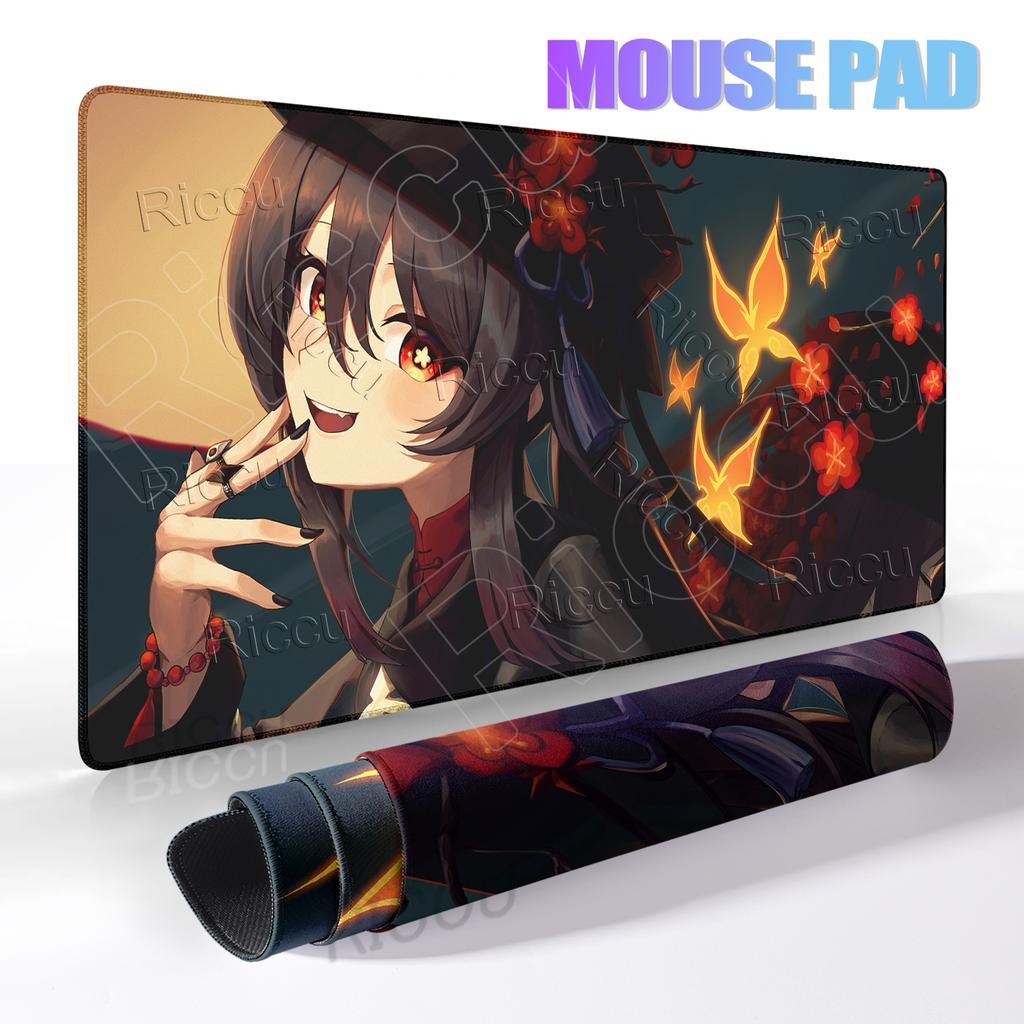 Extended Anime Kawaii Hu Tao Mousepad Non-slip Rubber Gaming Genshin Impact Mouse Pad Keyboard Professional Rugs Computer Carpet