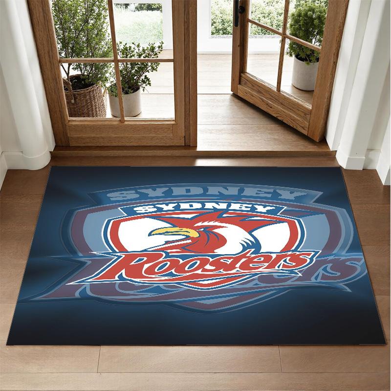 Sydney Roosters Design Crystal Velvet Rug Soft Decorative Mat for Bedroom Entrance