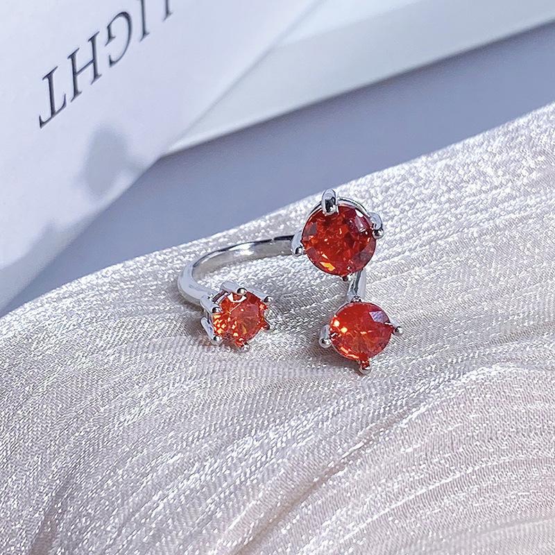 Color Treasure Multi-Color Full Diamond Zir*****Pen Ring Light Luxury High-End Super Flash Niche Design Ring