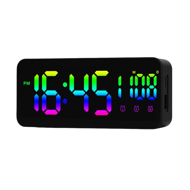 Mirror Digital Alarm Clock TEMP Date 3 Alarms Snooze Night Mode Table Clock 12/24H USB Output Charging Port LED Digital Clock