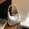 Elegant PU Hobo Bag Solid Color Texture Handbag Storage Bag French Underarm Bag  Women