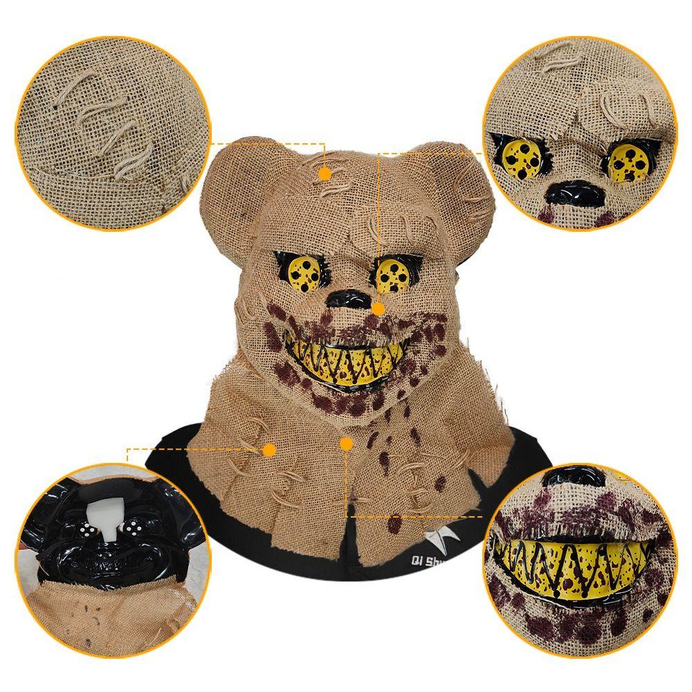 Sackcloth Demon Bloody Rabbit Bear Mask Ghost Festival Realistic Halloween Mask Funny Exposed Teeth Sackcloth Bear Headgear