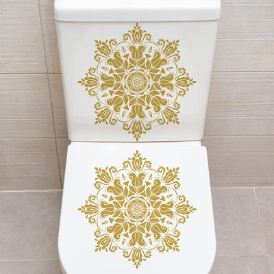 Pegatina Artística Europea Dorada para Asiento de Inodoro Impermeable Autoadhesiva Extraíble para Decoración de Baño WC