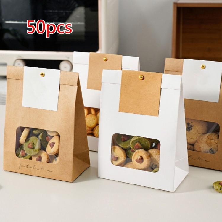 50pcs Food Package Bags Convenient Cookie Bag with Clear Window Food Container