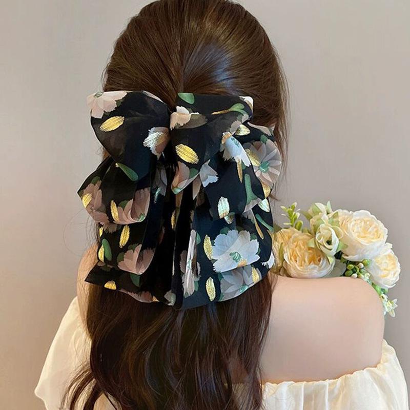 Elegant Retro Satin Bow Hair Clip for Women - Perfect for Low Ponytails and Head Ornaments