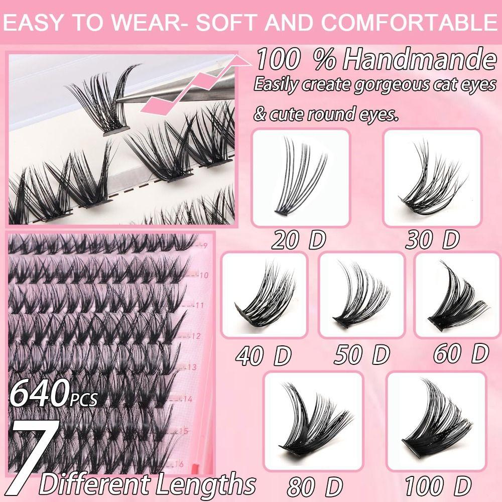Wispy Style 3D Faux Mink Lash 3D Volume DIY Lash Extension Kit Eye Makeup Tools  Personal Care