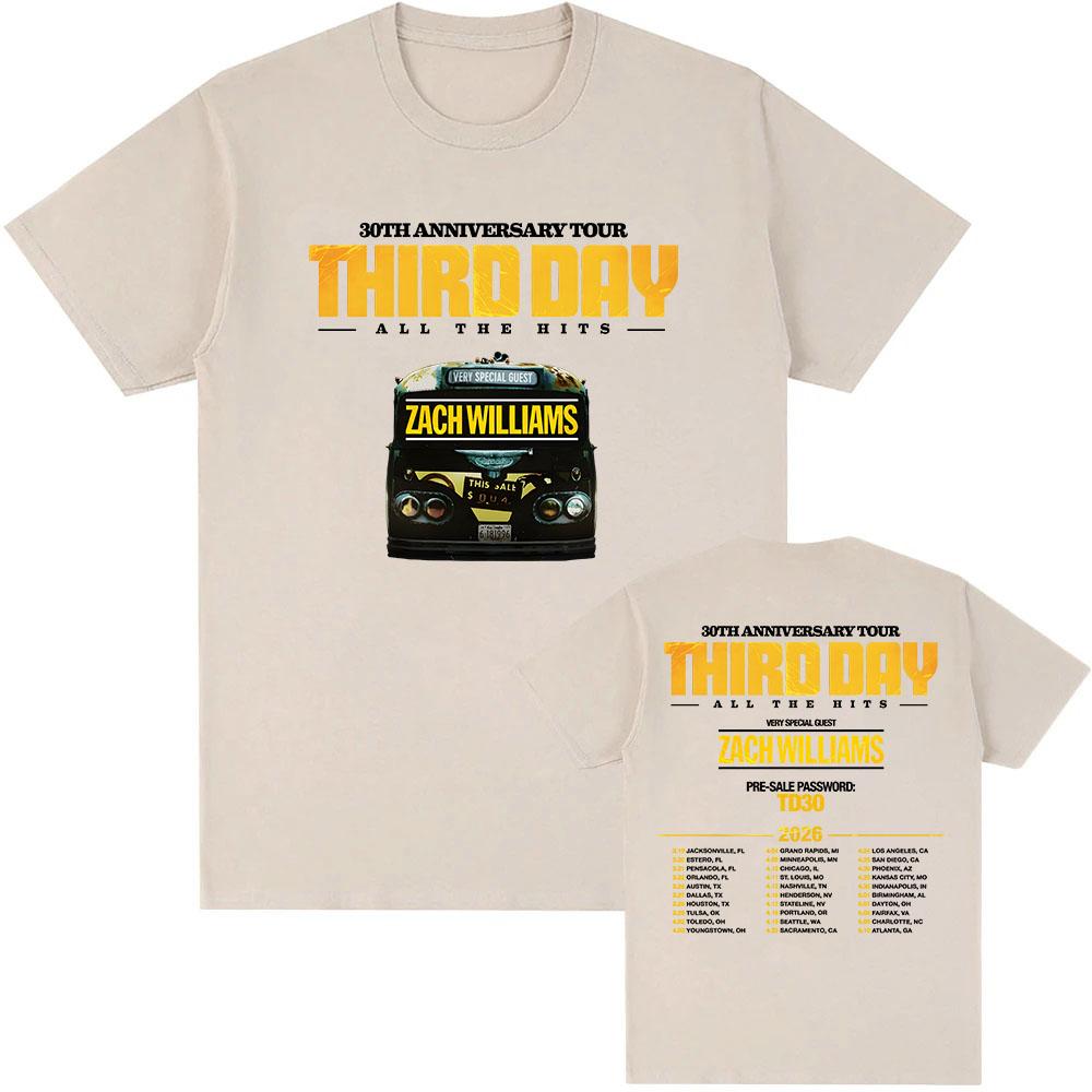 Third Day Third Day 30th Anniversary Tour 2026 T-shirt Unisex Streetwear Cotton Short Sleeve Tshirts All The Hits Print Tee