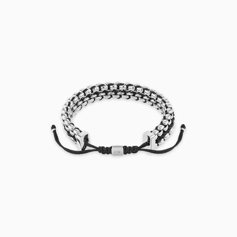 

Calvin Klein Fashion Casual Versatile Rebellious Adjustable Drawstring Lucky Bracelet Men accessories LX001794 OS,000-Black/Silver Dual Combo Color