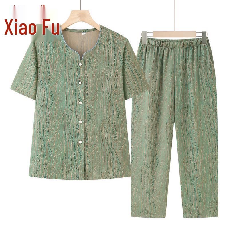 Elderly Women's Casual Summer Two-Piece Set