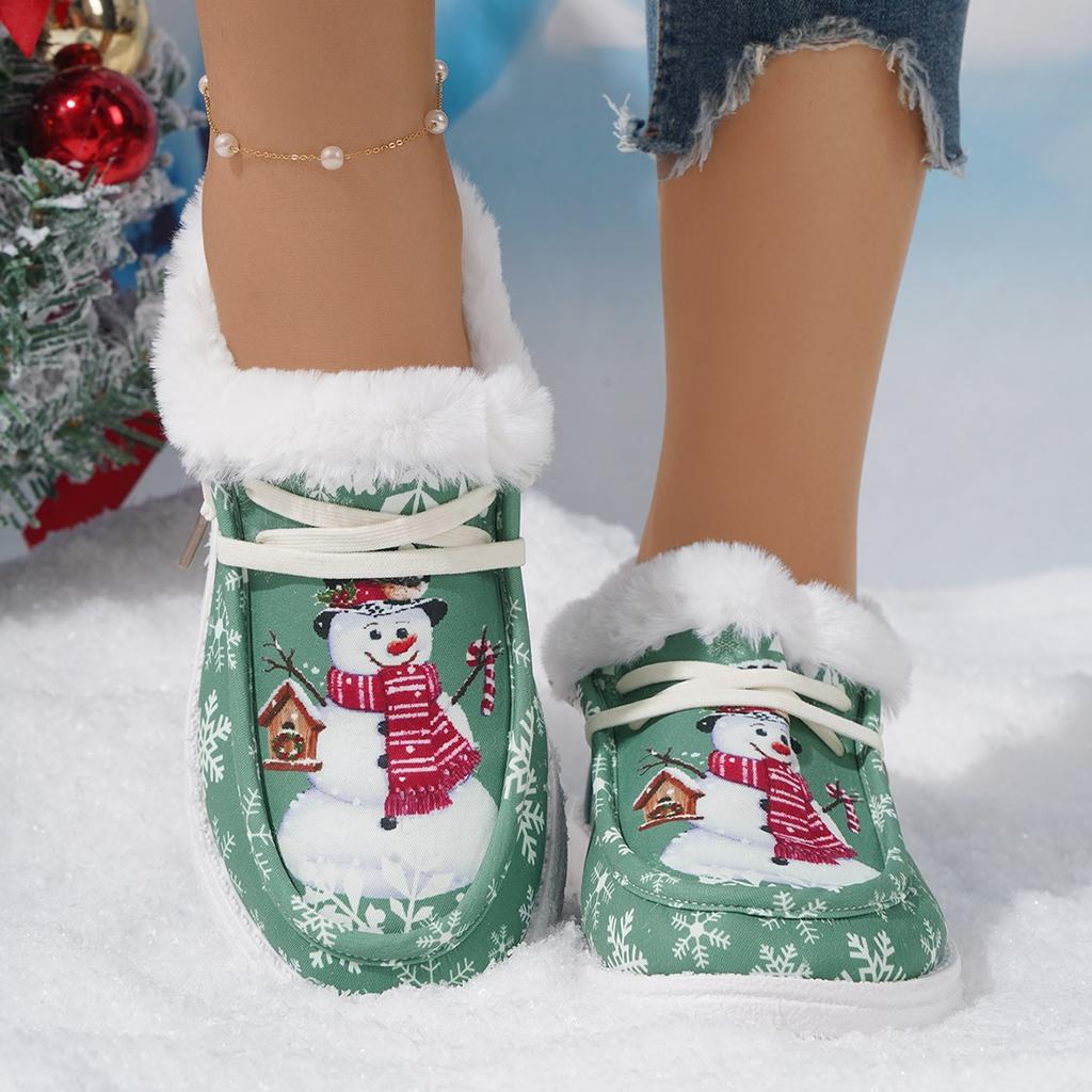 Foreign Trade New Large Size European and American Christmas Short Snow Boots Season New Large Size Velvet Casual Women's Flat Bottom Warm