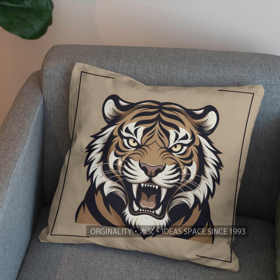2D Stylish Tiger-Printed Cushion Covers for Home Pattern Cushion Cover Suitable for Sofa Bedroom Car Pillow Cover