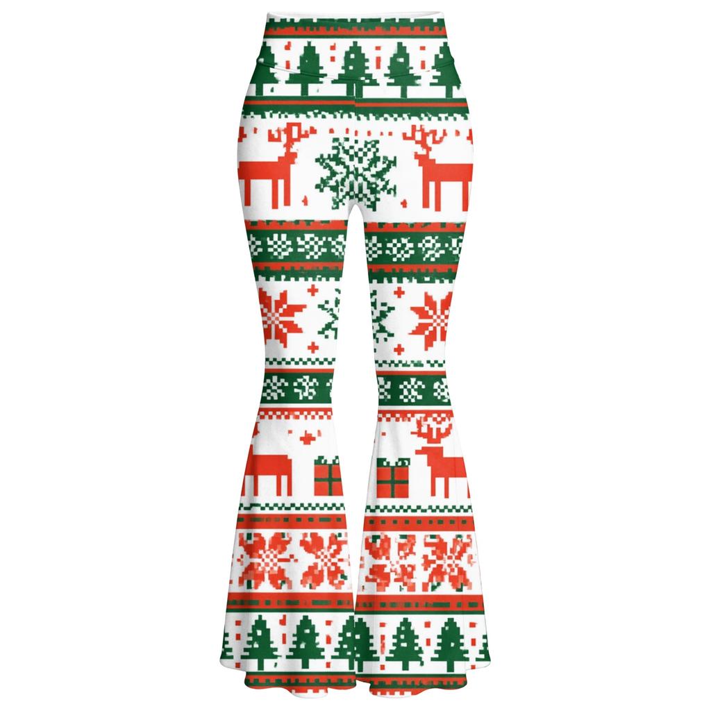 Women's Christmas Printed High Waisted Flared Yoga Pants Casual Slim Fit Everyday Wear