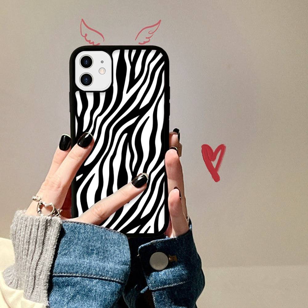Zebra Print Clip Art For IPhone 17 16 15 14 13 12 11 Pro Max Plus Shockproof PC+TPU Phone Back Cover