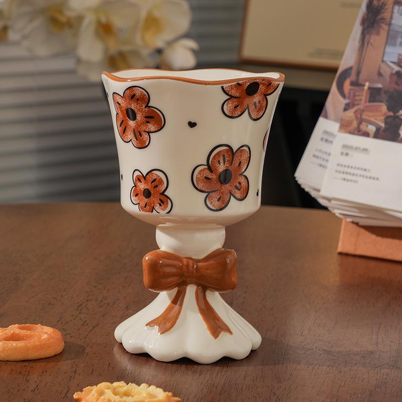 Retro ceramic water cup goblet birthday gift girls mug souvenir household high-value coffee cup