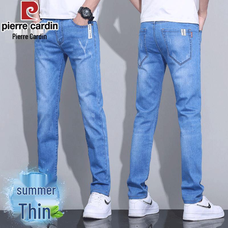 Pierre Cardin Men s Summer Straight Slim Thin Denim Jeans 28