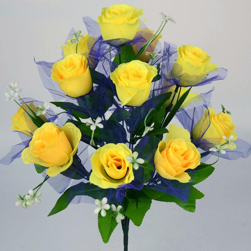 12-Head Rose Artificial Flower Arrangement for Weddings and Home Decor - Ideal for Living Room, Tea or Coffee Table Display