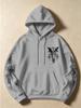 Dark Style Angel Cross Print Hoodie for Men, Double Sleeve ThornPatternDesignDrawstring Hooded Sweatshirt, Streetwear Trendy Versatile Long Sleeve Top