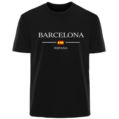 Einfaches Basic T-Shirt für den Sommer mit hochwertigem Baumwolldruck der spanischen Flagge, bequem, modisch, lässig, für Männer, Outdoor-Streetwear
