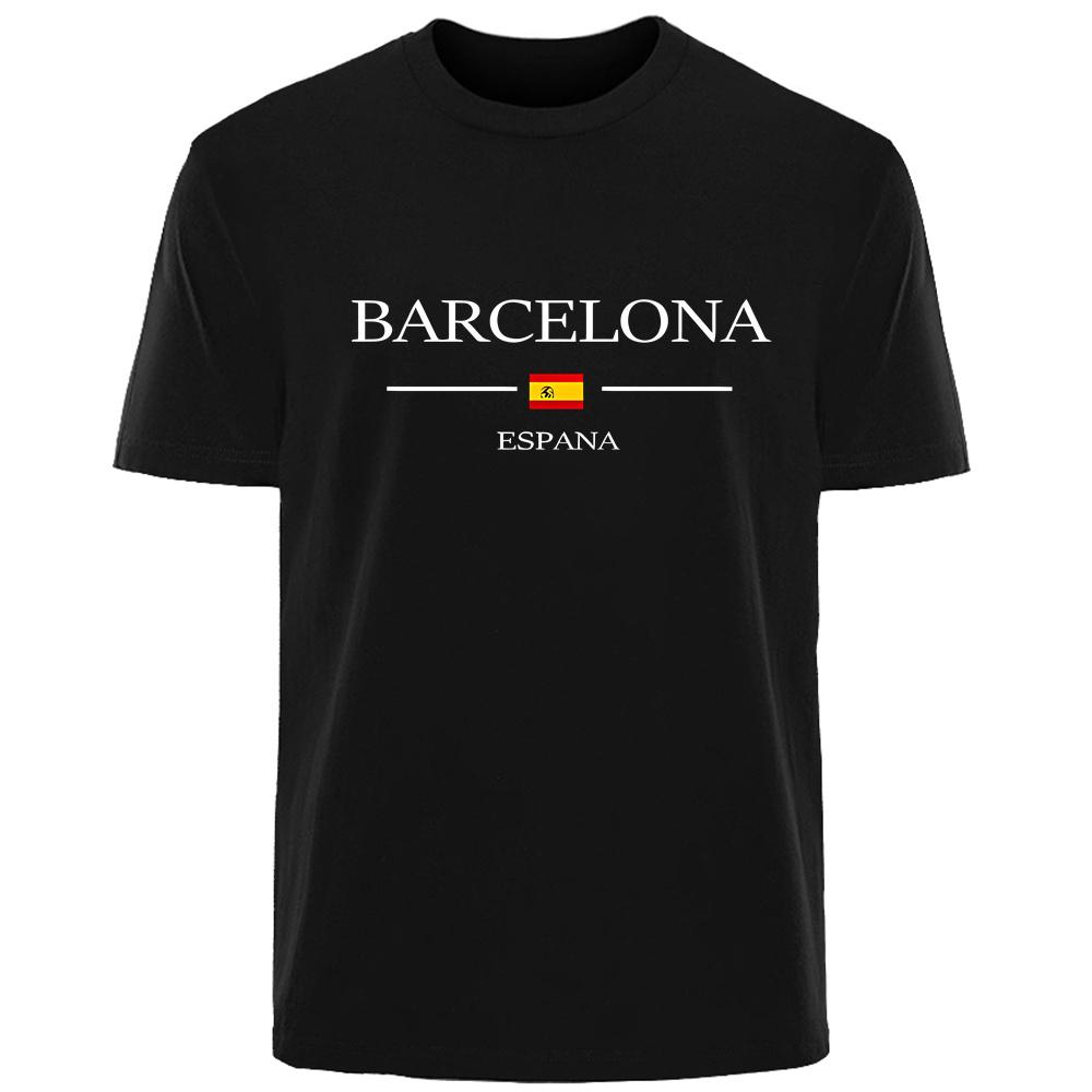 Simple basic Spanish flag print summer high quality men cotton comfortable fashion casual T-shirt men outdoor street wear